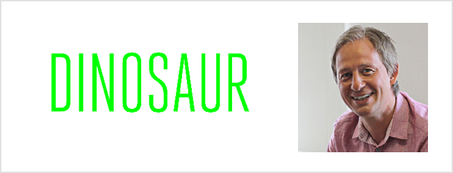 Dinosaur logo and Mark Beaumont