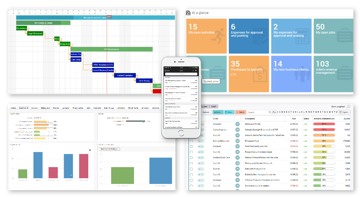 Montage of project management screens