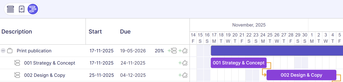 Add phases or stages from the Gantt Chart